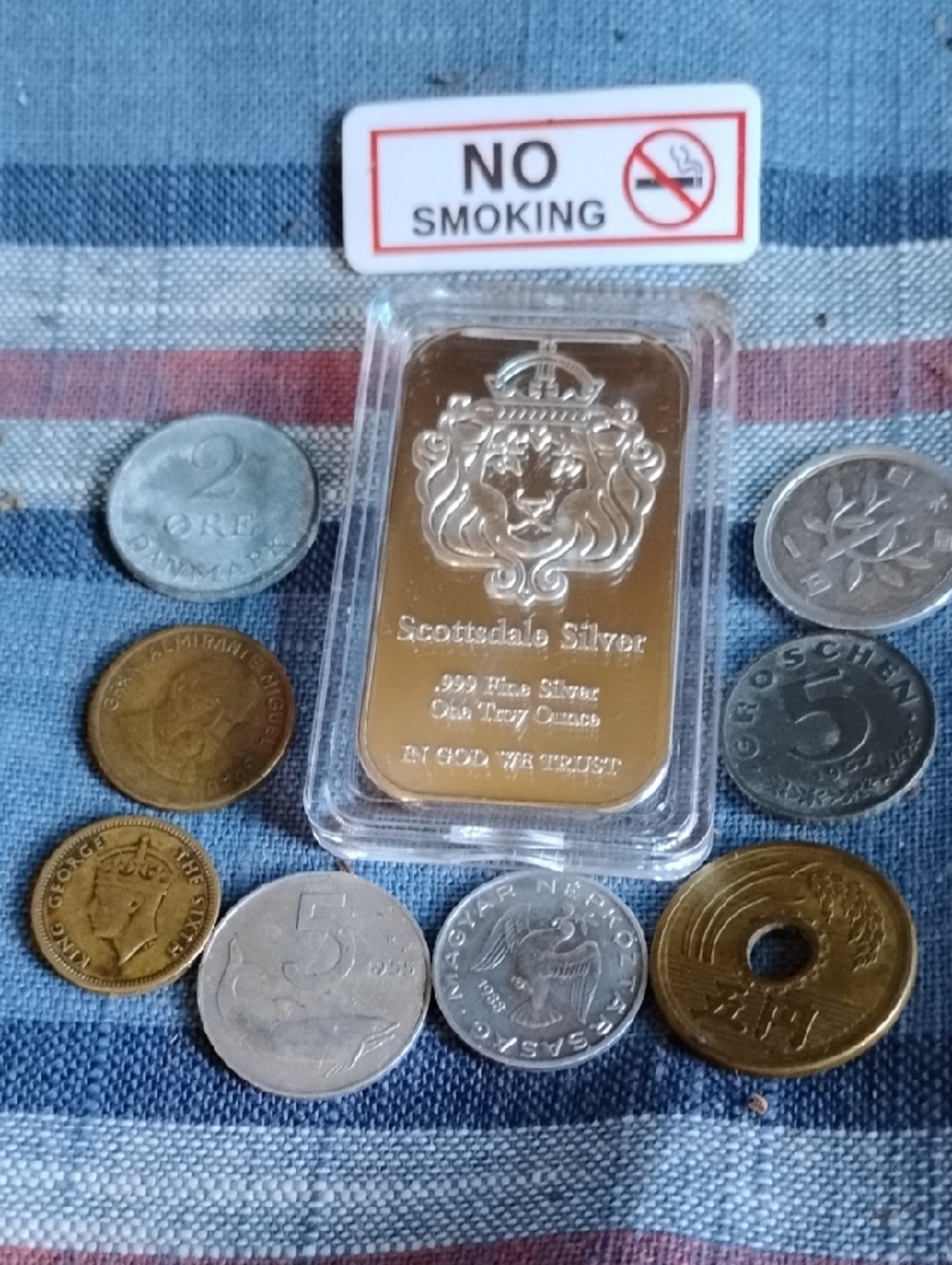 Scottsdale Silver .999 Fine Silver Brilliant Plated 1 ozBar +Pre 1965 Coinage